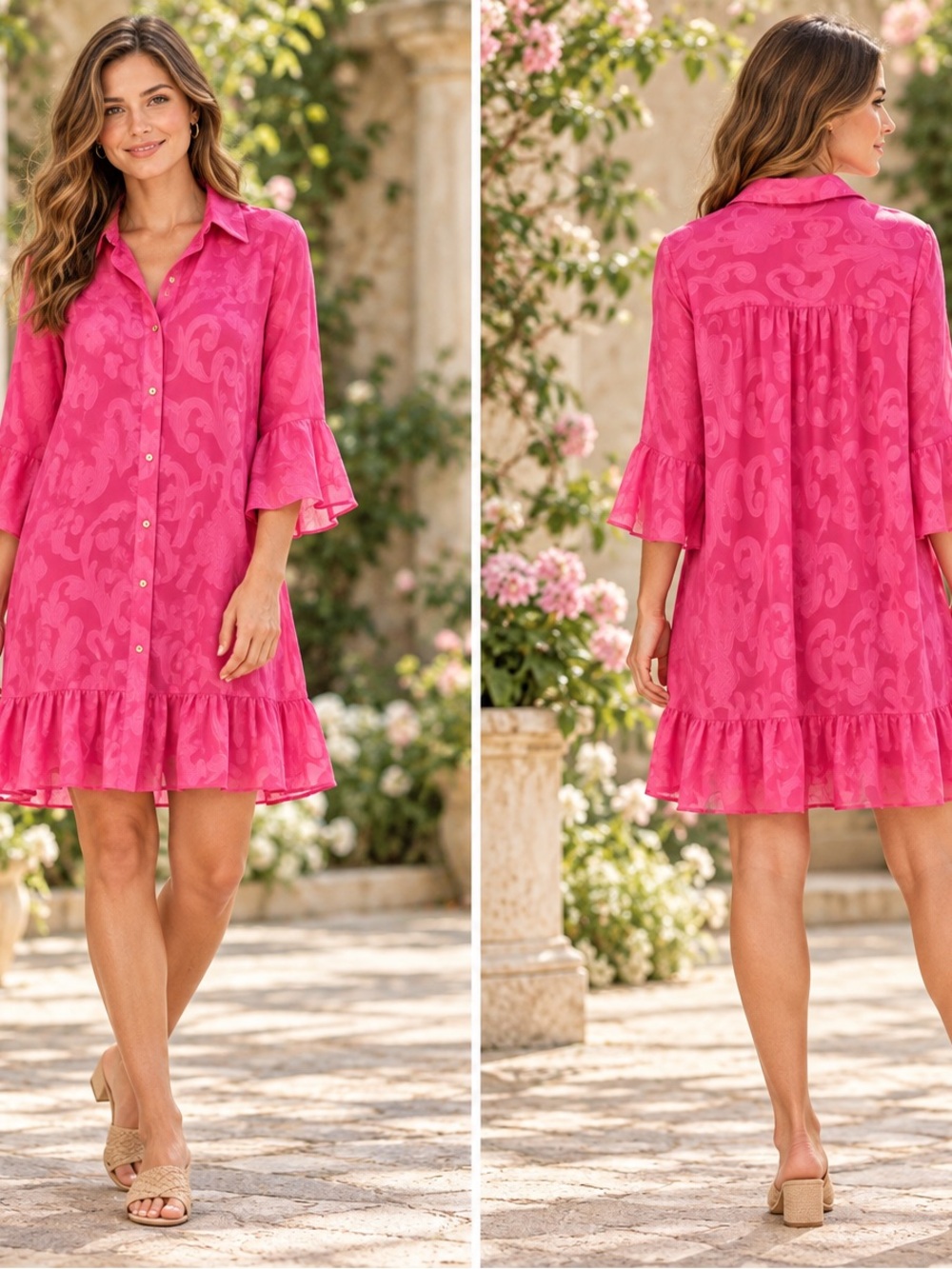 Lilly Pulitzer Relaxed Button-Front Cover-Up Dress in Plumeria Pink